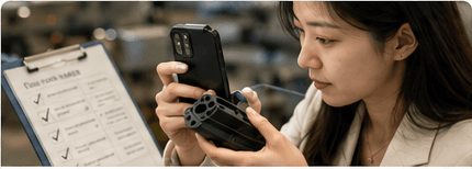 A product component being documented during an inspection