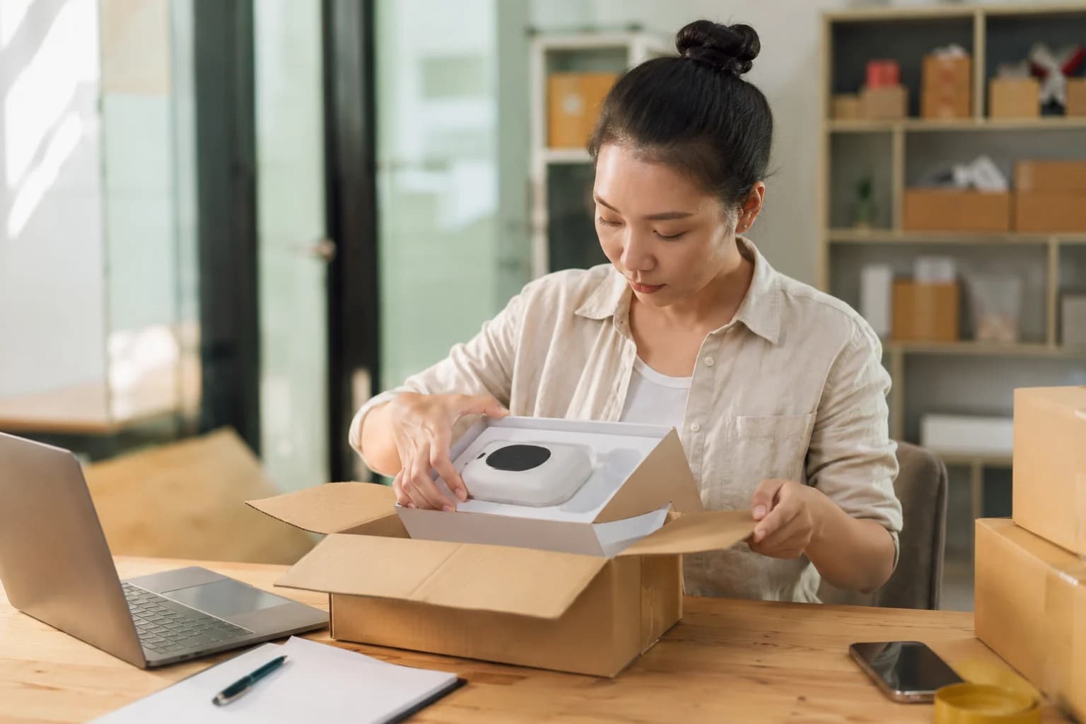 Agent Bee team member unboxing a product for a reality check in China